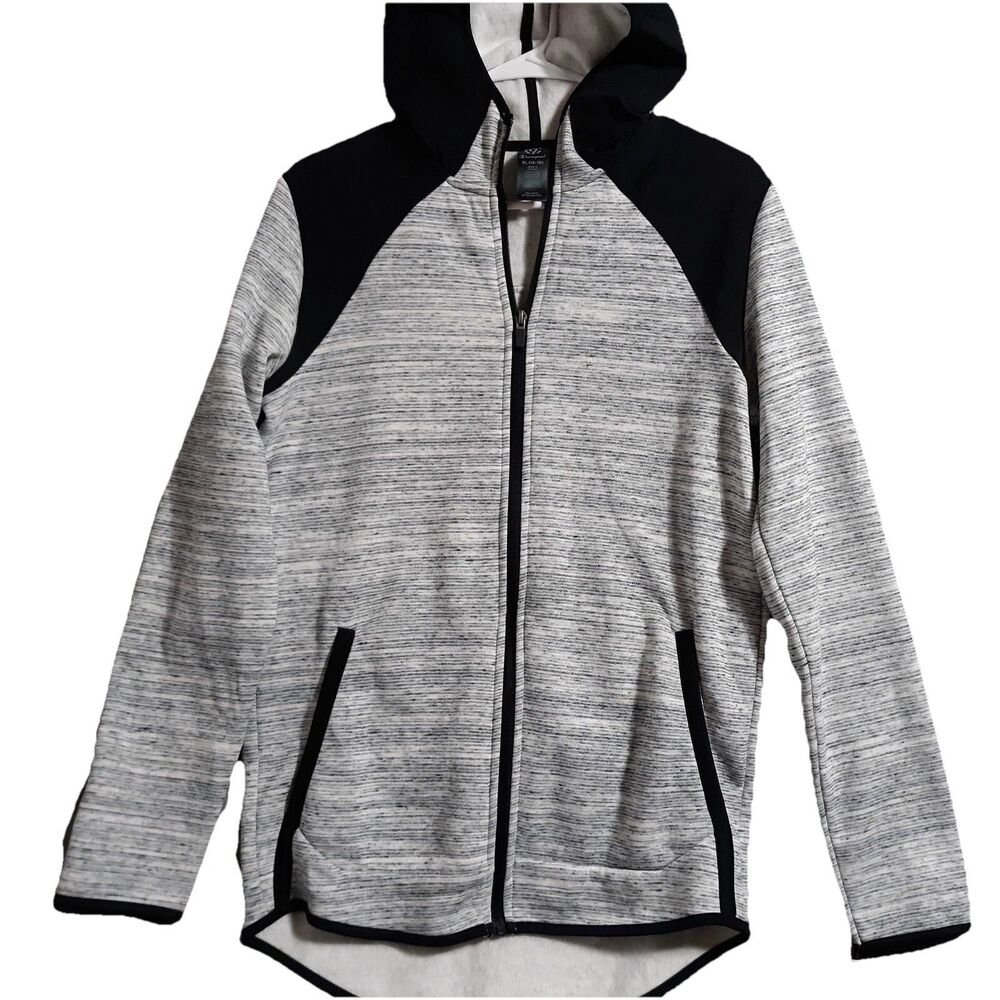 C9 Champion Boys Sweatshirt Sz XL NWT Hooded Hoodie Zipper White Gray Black